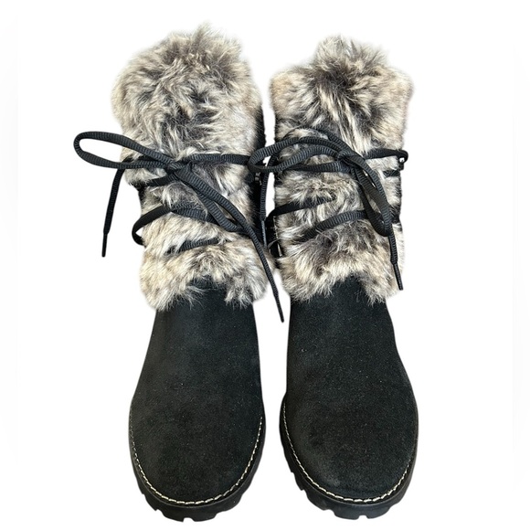 Talbots Tish faux fur and black suede ankle boots SZ 7.5 - Picture 1 of 6
